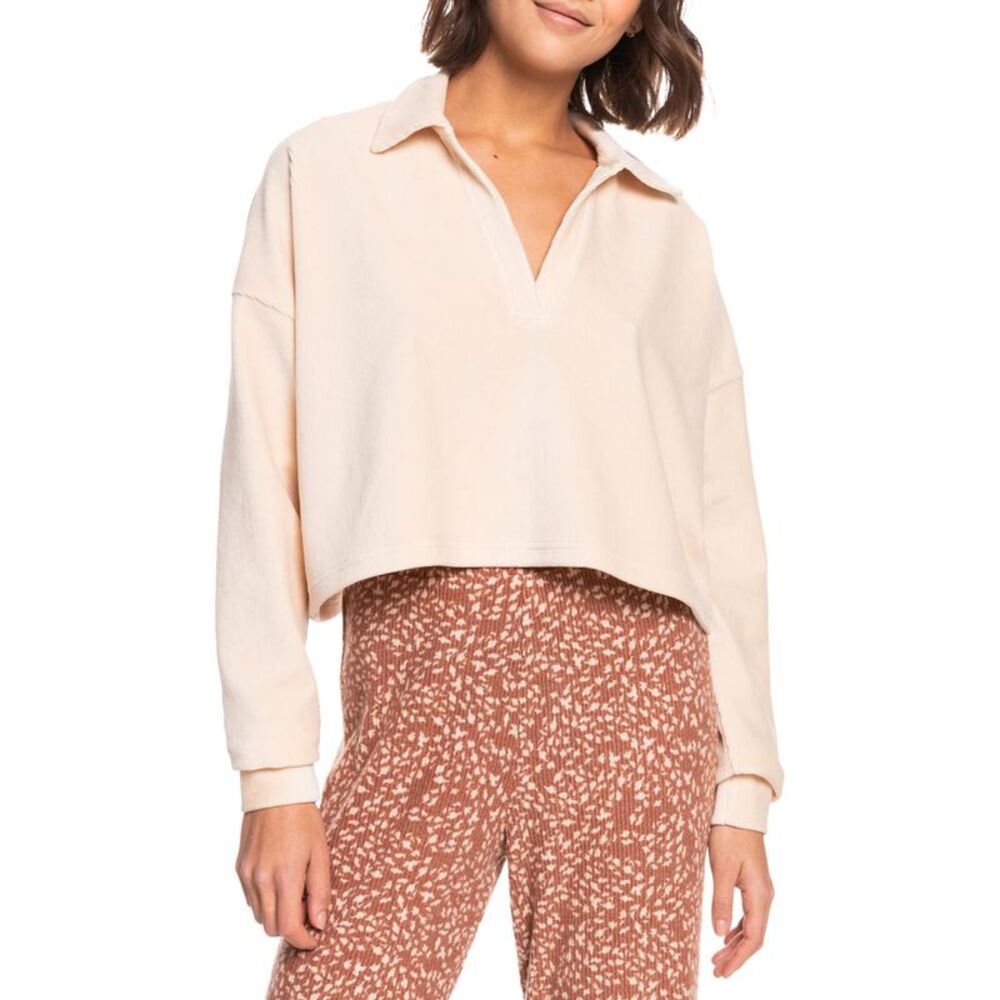 Roxy Juniors' On the Road Again Velour Ribbed Cropped Sweatshirt